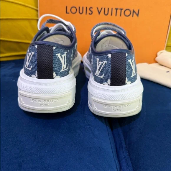 Louis Vuitton Denim and White Monogram Sneakers - Picture 7 of 12